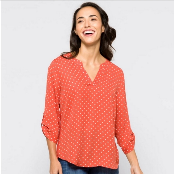 Fortune + Ivy Tops - Fortune + Ivy Polka Dot Blouse